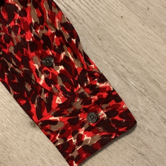 Equipment Slim Signature Blouse Merlot Multi size Small button‎ down shirt red - Picture 15 of 16